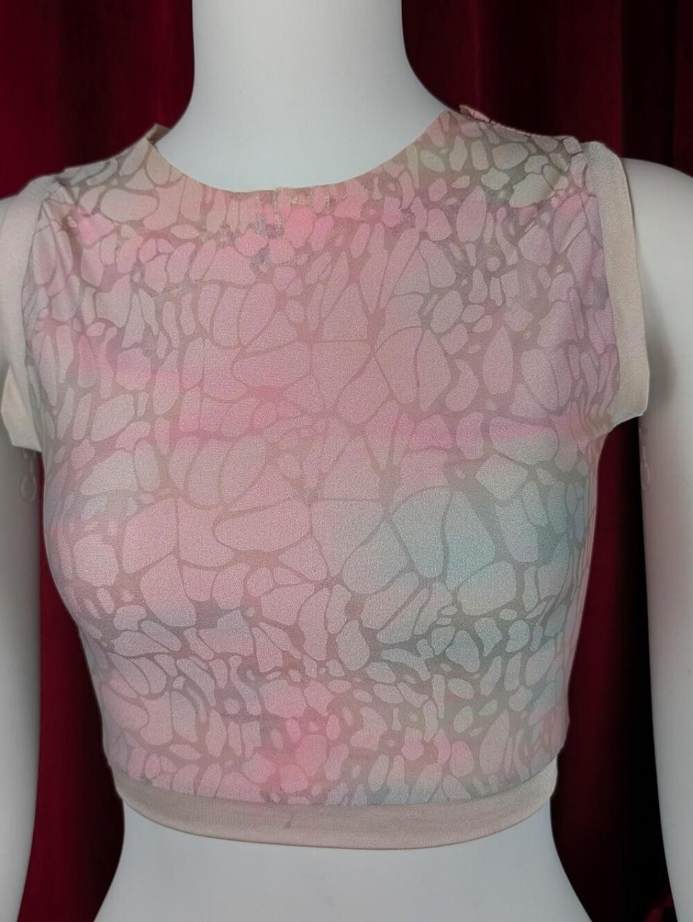 One of a Kind Handmade Pastel Pink, Blue, & White Holographic Butterfly Wing Top